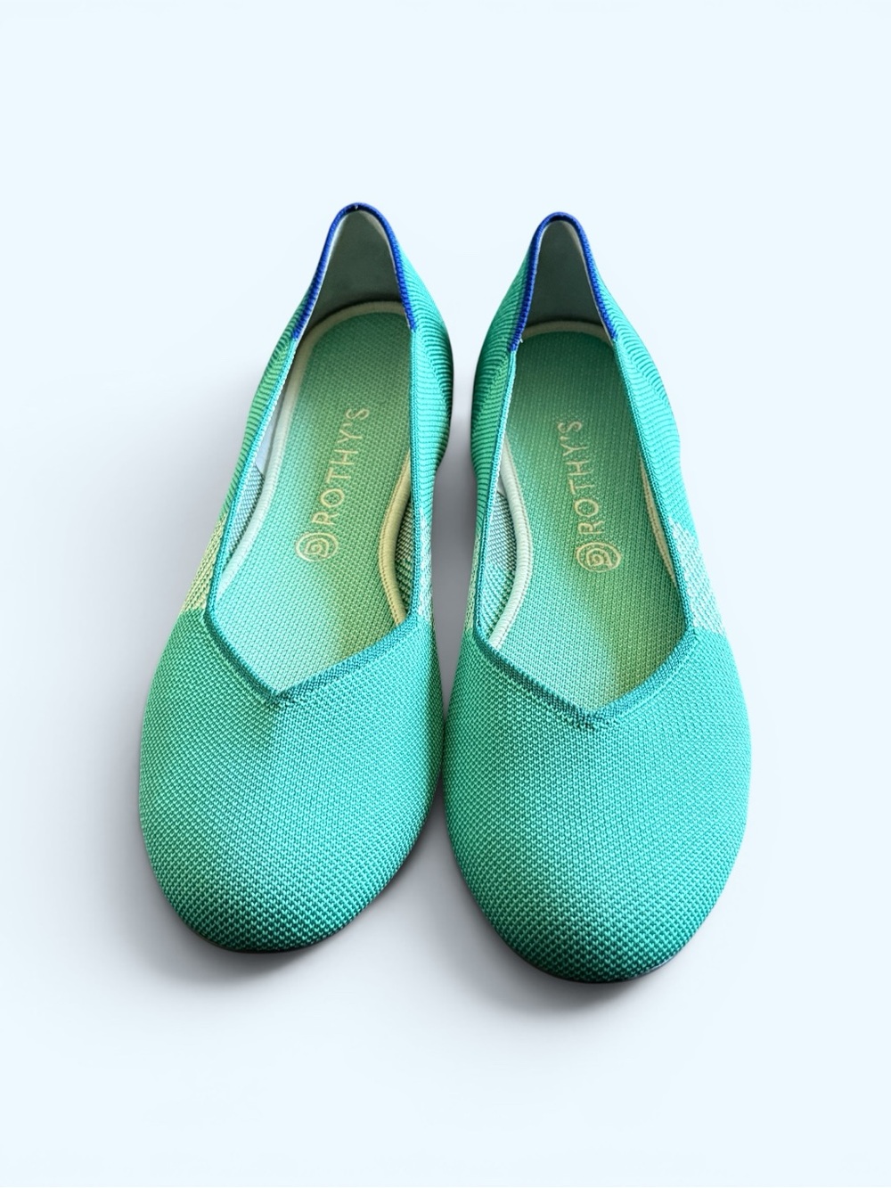 ROTHY’S Green Knit Slip-On Flats - Lightweight Everyday Loafers Size 12